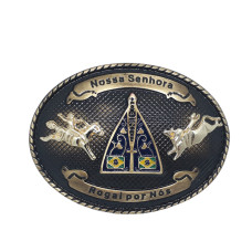 Fivela country Nossa Senhora Aparecida Ouro envelhecido Fivela country Nossa Senhora Aparecida Ouro envelhecido