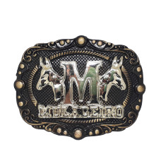 Fivela Country Muladeiro preto com dourado Fivela Country Muladeiro preto com dourado
